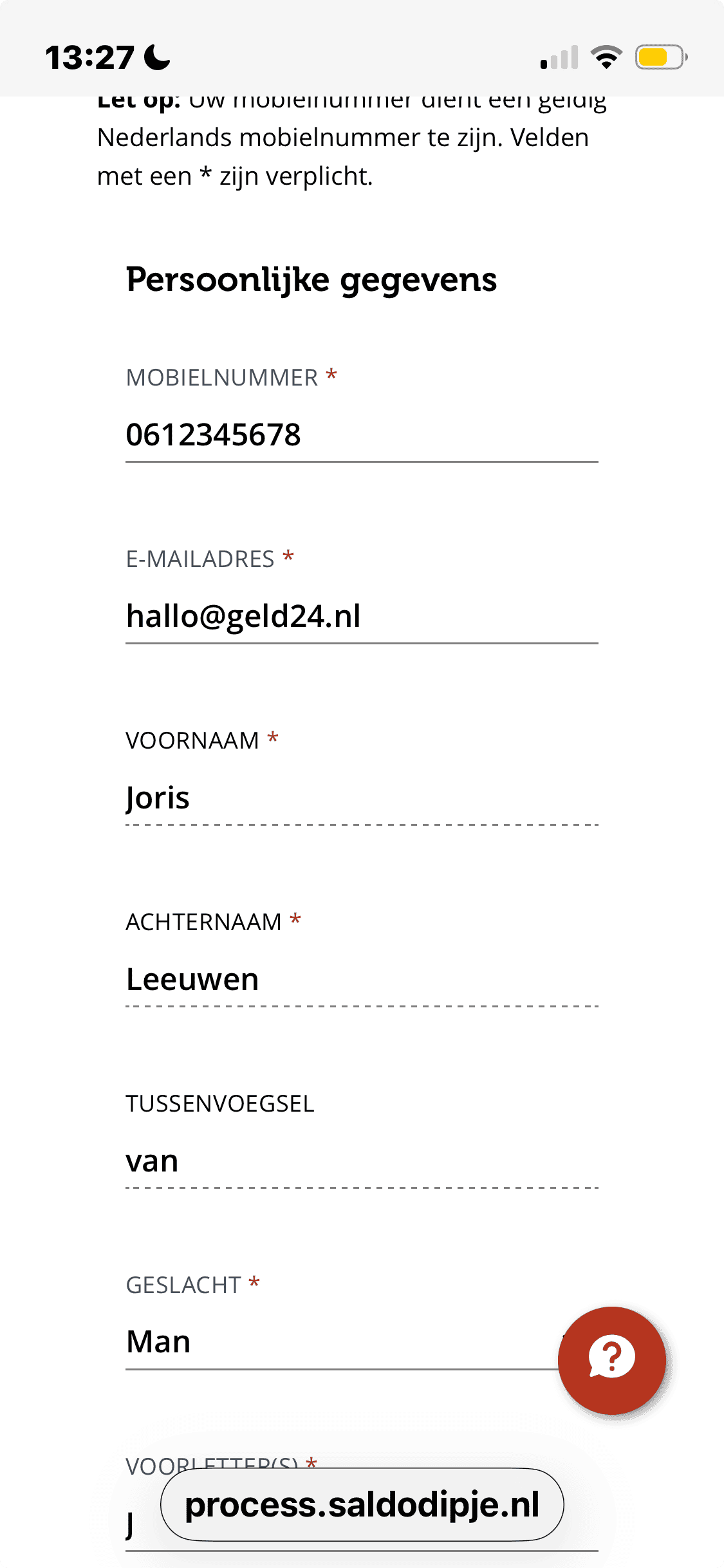 Stap 2 Persoonlijke gegevens